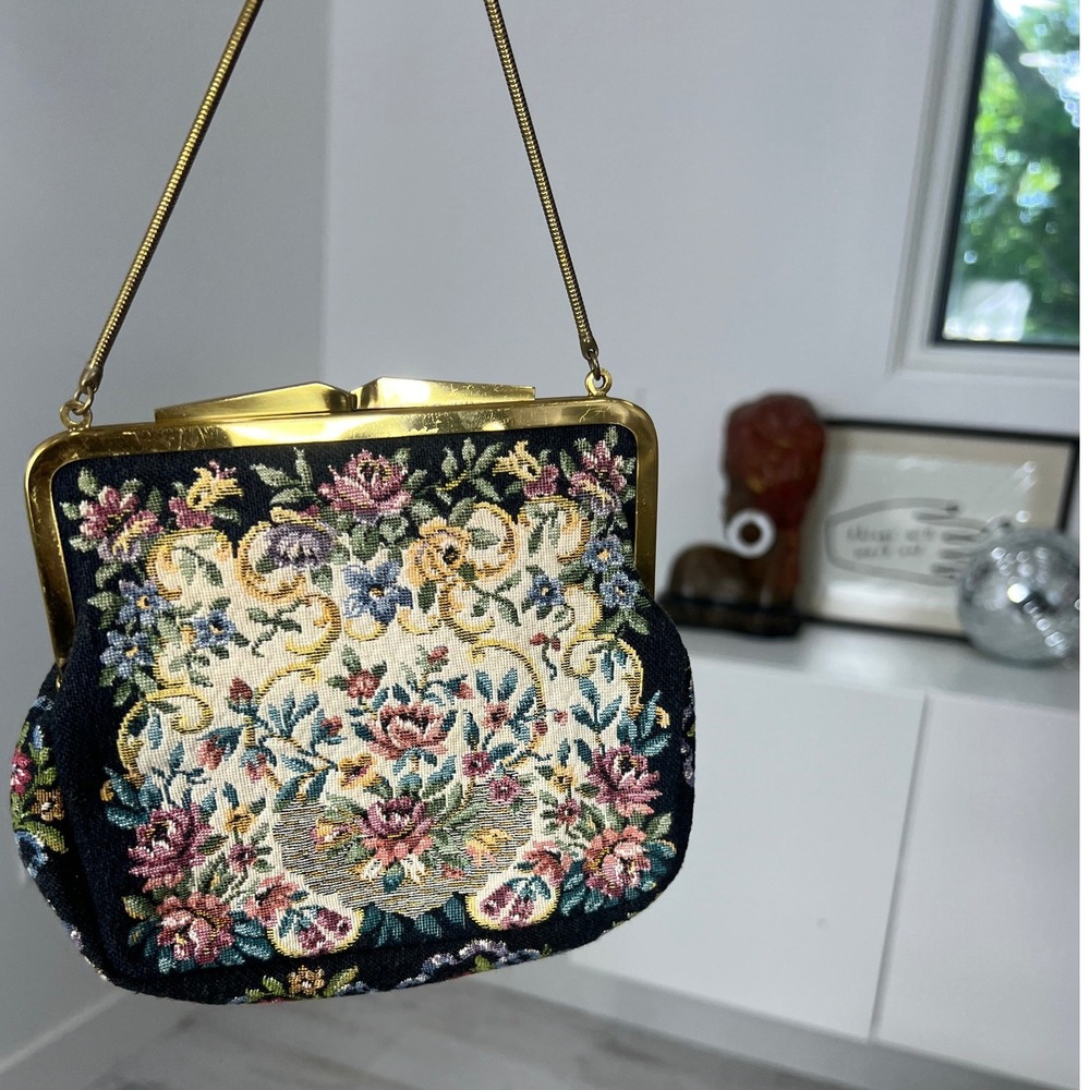 Vintage‎ 1960s Tapestry Mini Bag West Germany Vintage Floral Purse